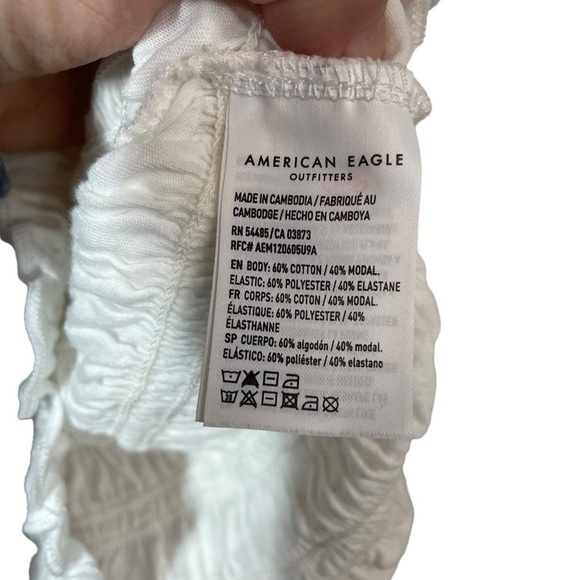 American Eagle Cropped Smocked Tank Top in White Size XS - Picture 5 of 10